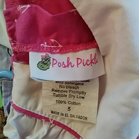 Posh Pickle pink anchor print bib front dress sz 5 - Picture 4 of 4
